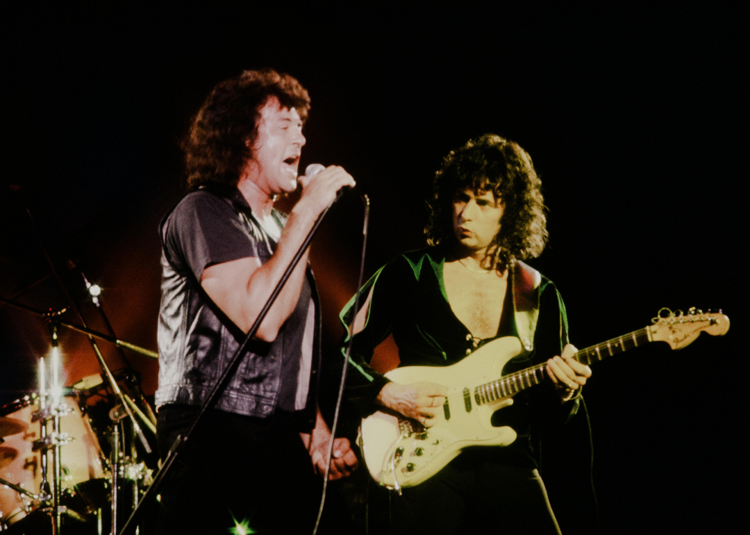 Ian Gillan and Ritchie Blackmore performing live.