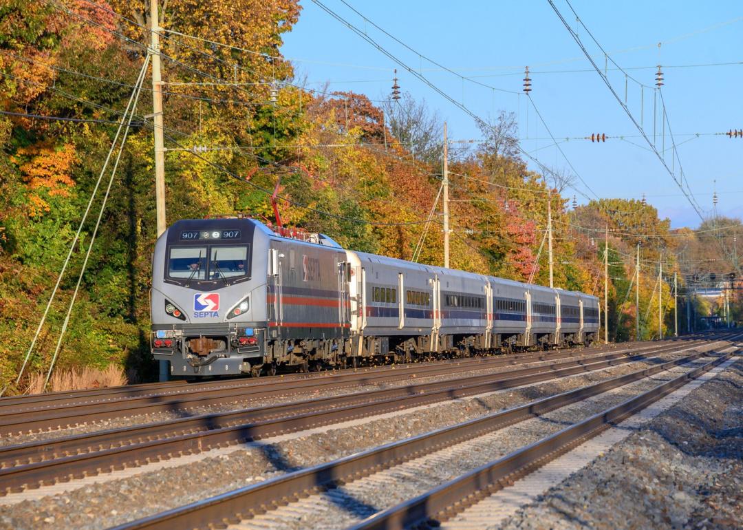 Septa train at Wynnewood station.