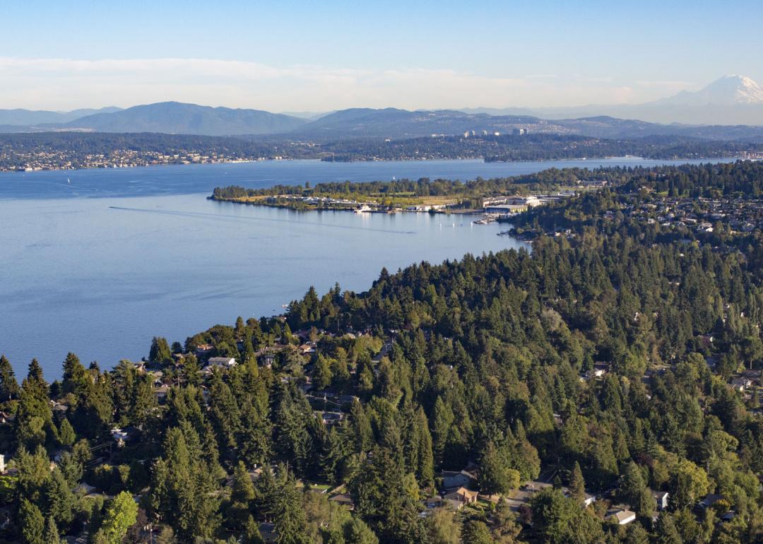 Aerial view of suburban Seattle neighborhoods
