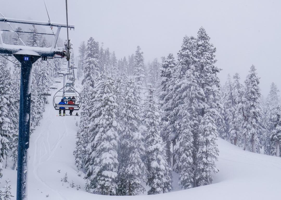 Chair lift at Mammoth Mountain in winter