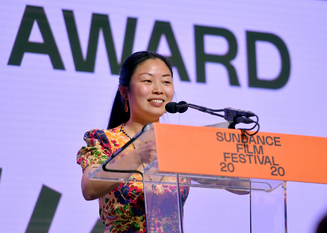 Nanfu Wang speaks onstage at Sundance Film Festival.