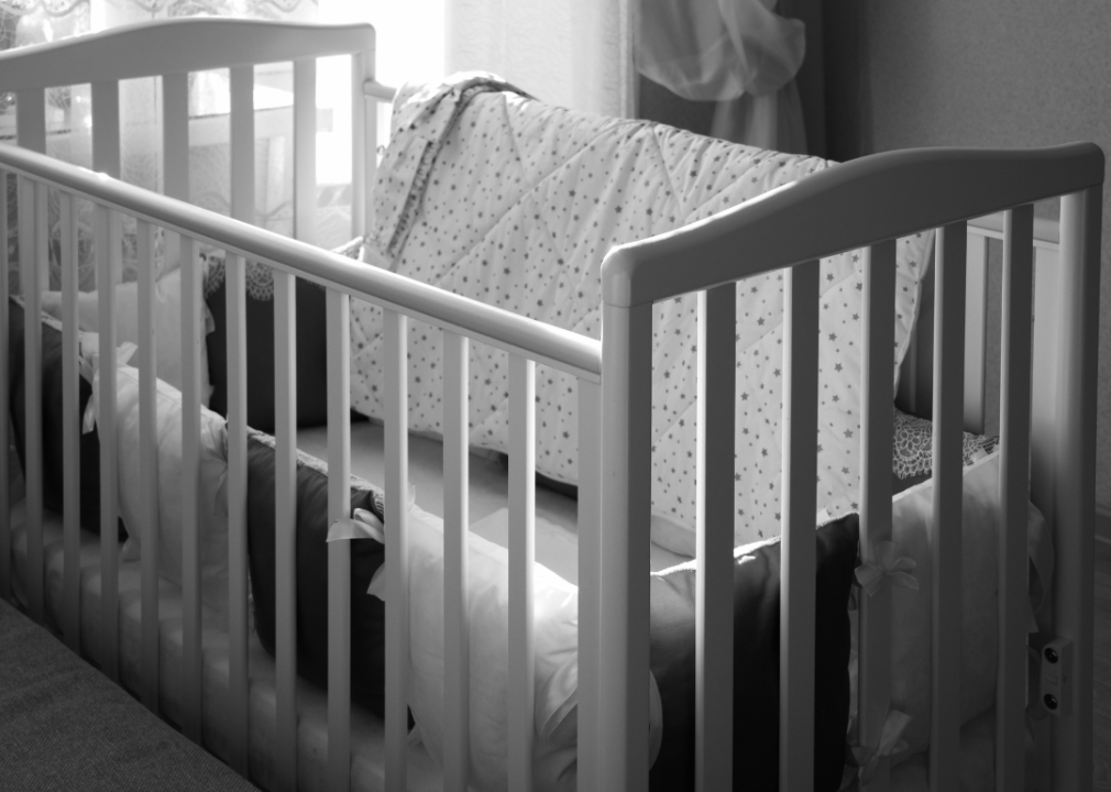 Empty baby crib.