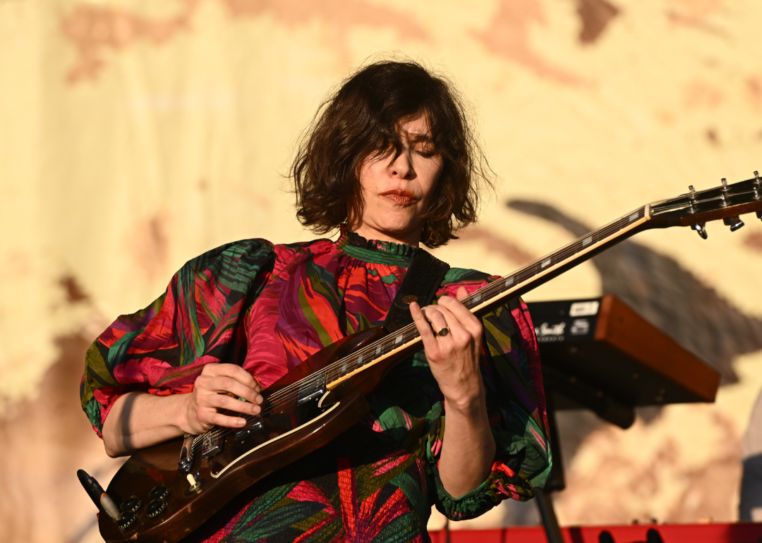 Carrie Brownstein performs onstage at festival.