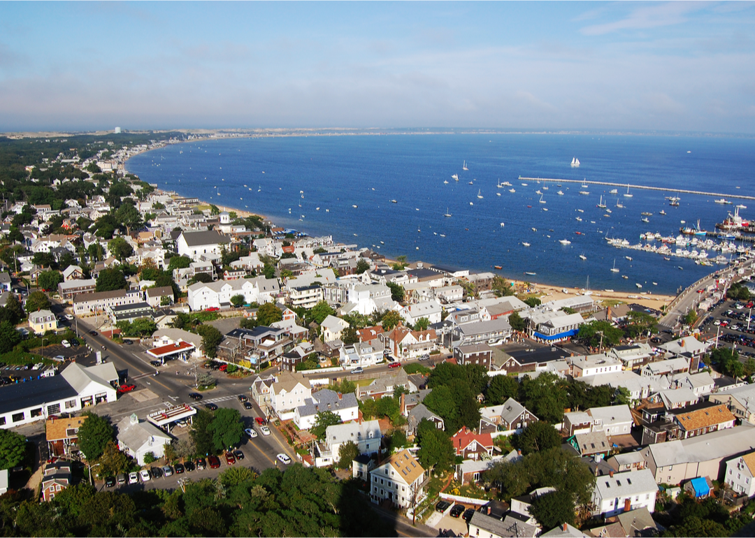 Aerial view of a beach town