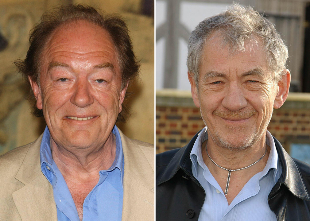 On left, Sir Michael Gambon promoting ‘'Harry Potter and the Prisoner of Azkaban’; on right, Sir Ian McKellen in 2004.