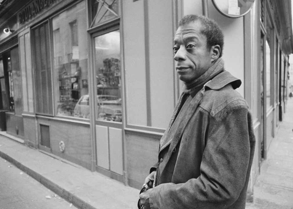 James Baldwin poses for a portrait in Paris.