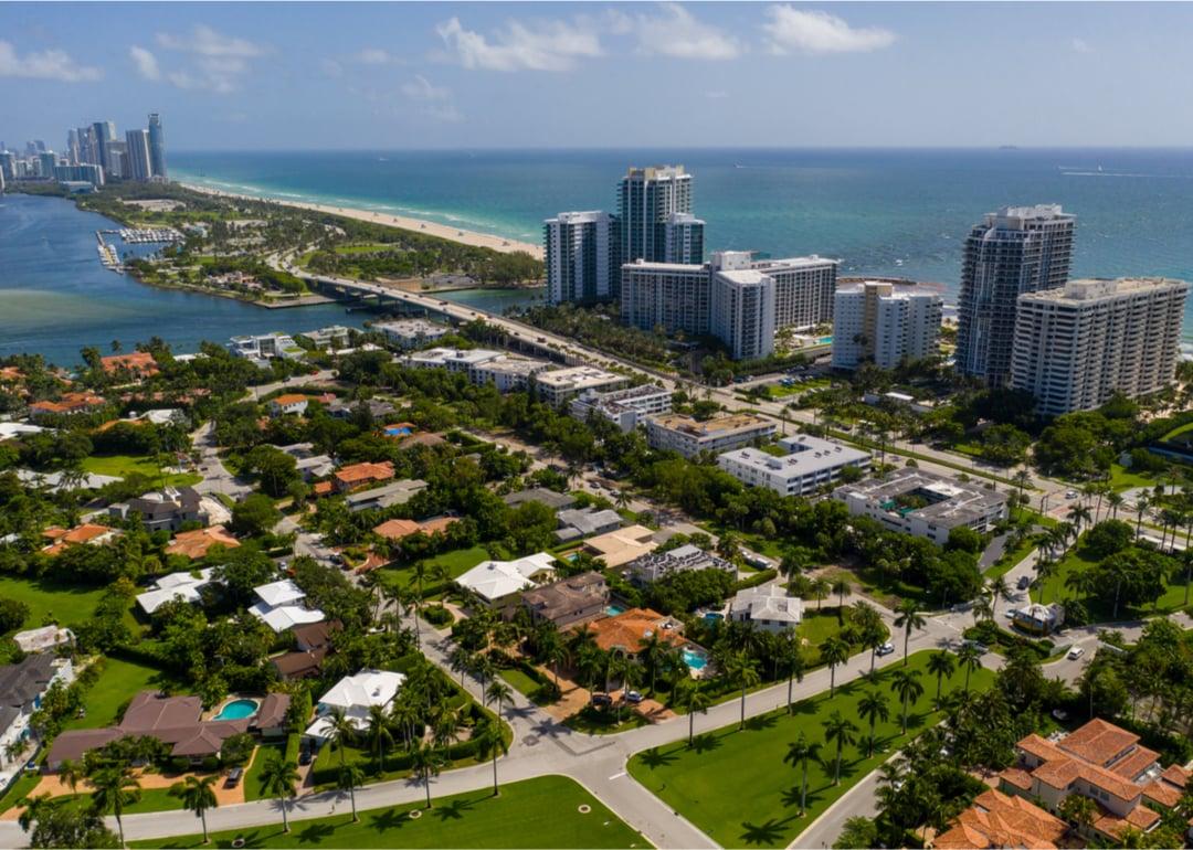 An aerial view of Bal Harbour, Florida.