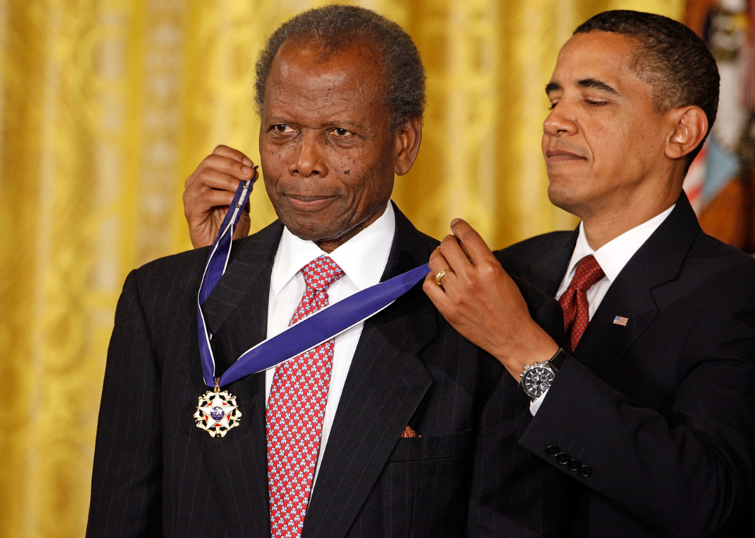 President Barack Obama presents the Medal of Freedom to Sidney Poitier.