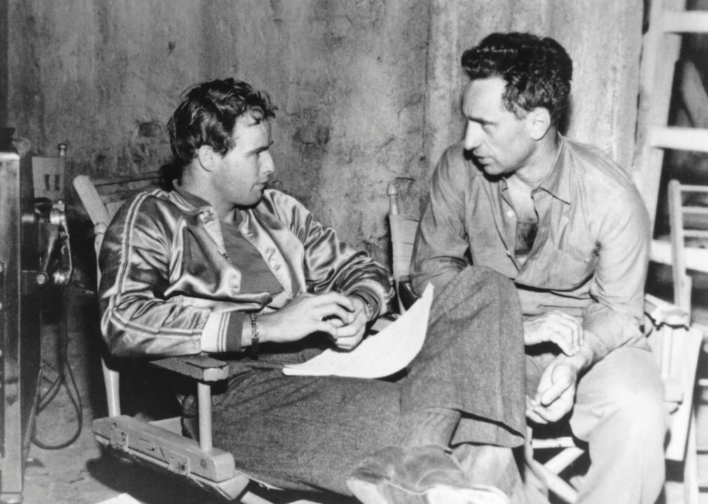 Marlon Brando and Elia Kazan on the set of 