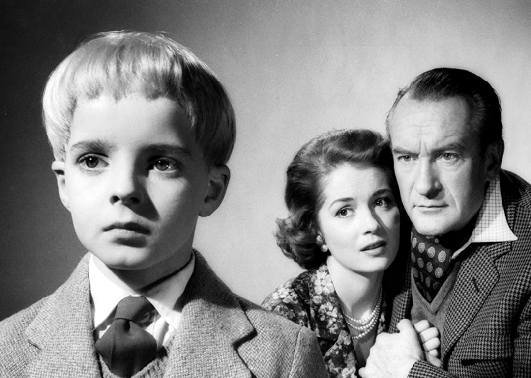 George Sanders, Barbara Shelley, and Martin Stephens in ‘Village of the Damned’.