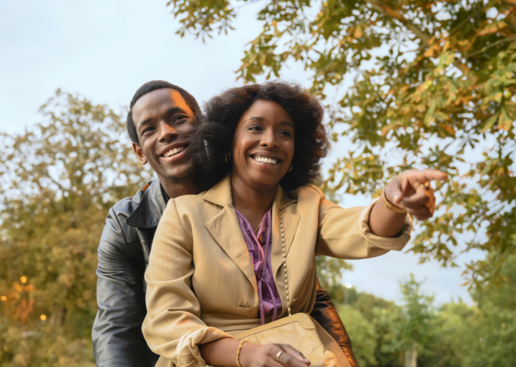 Amarah-Jae St. Aubyn and Micheal Ward in a scene from “Lovers Rock”