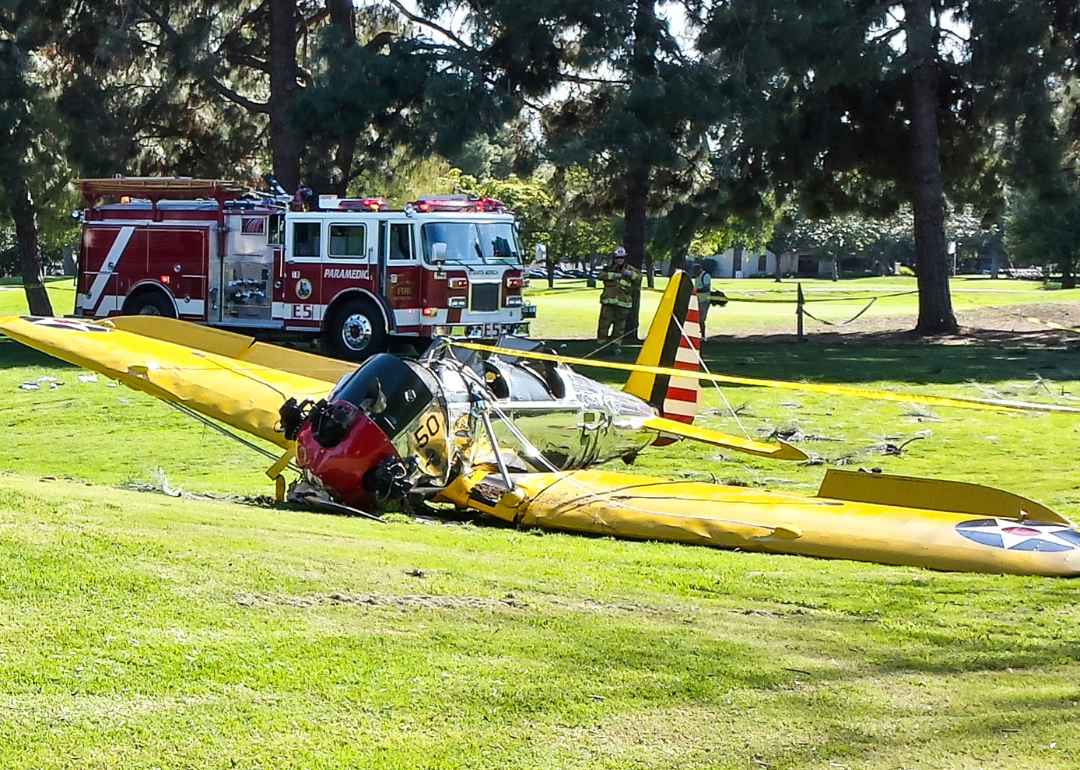 Harrison Ford’s single-engine plane after crashing