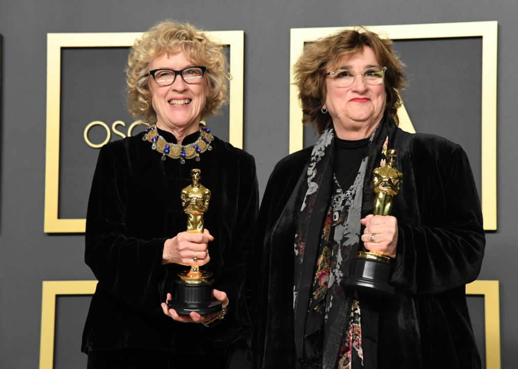 Nancy Haigh and Barbara Ling pose with their Oscars