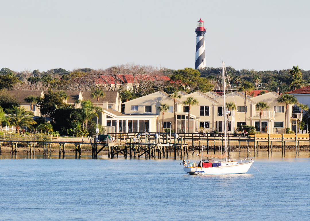 Saint Augustine lighthouse and homes.