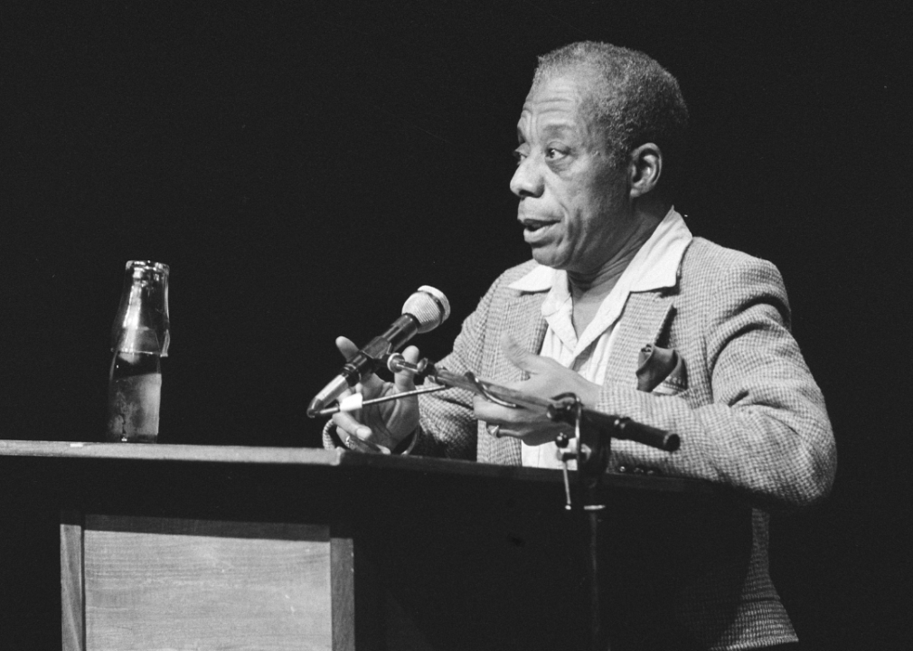 James Baldwin during a lecture in Amsterdam.