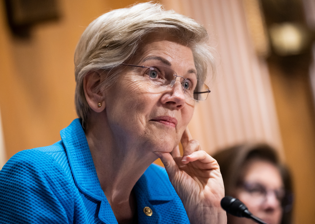 Senator Elizabeth Warren asks questions in a hearing.