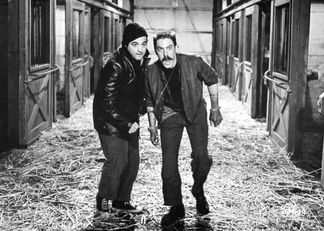 John Belushi and Bruce McGill on the set of the Universal Studios movie ‘Animal House’.