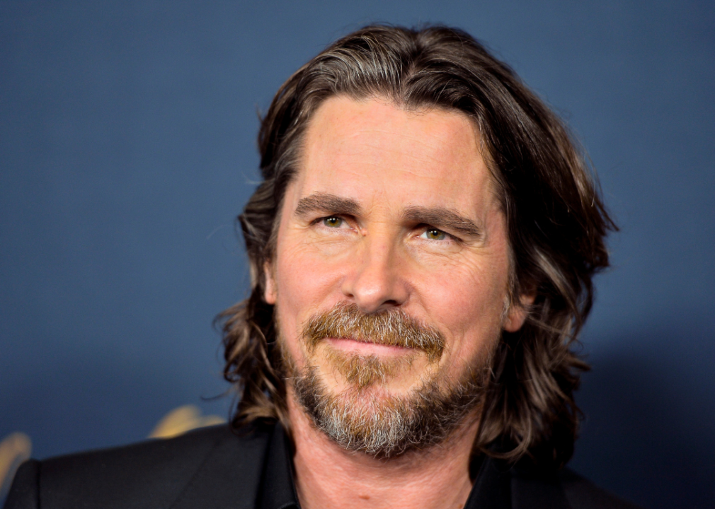 Christian Bale arrives at premiere.