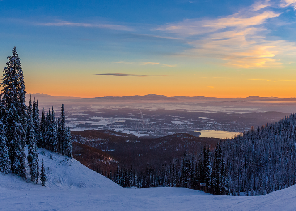 A winter sunset view from Whitefish.