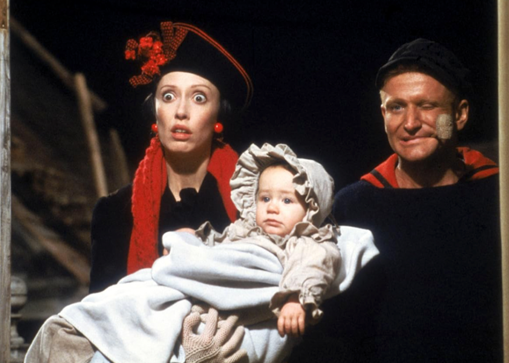 #24. Popeye (1980) Robin Williams, Shelley Duvall, and Wesley Ivan Hurt in ‘Popeye’.