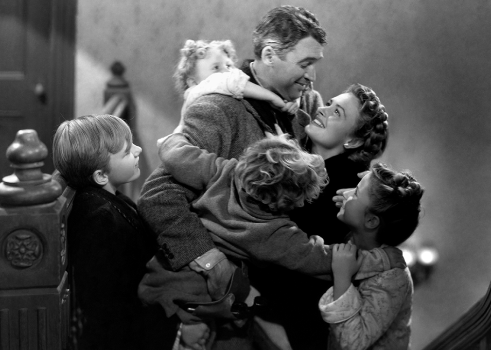 James Stewart and Donna Reed in a scene from It’s a Wonderful Life.