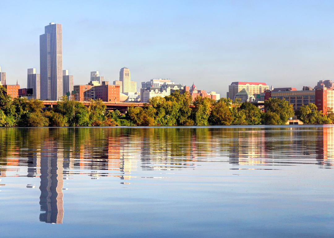 Albany skyline along Hudson River.