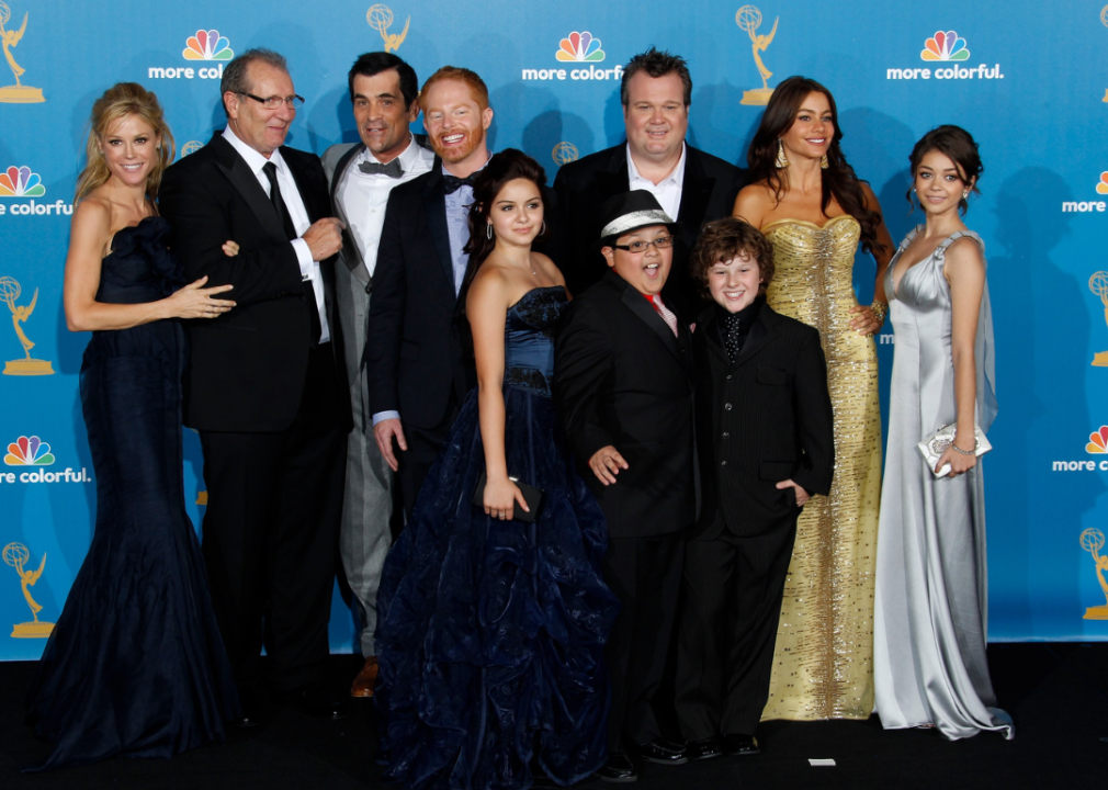 The cast of 'Modern Family’ pose at the Emmy Awards.