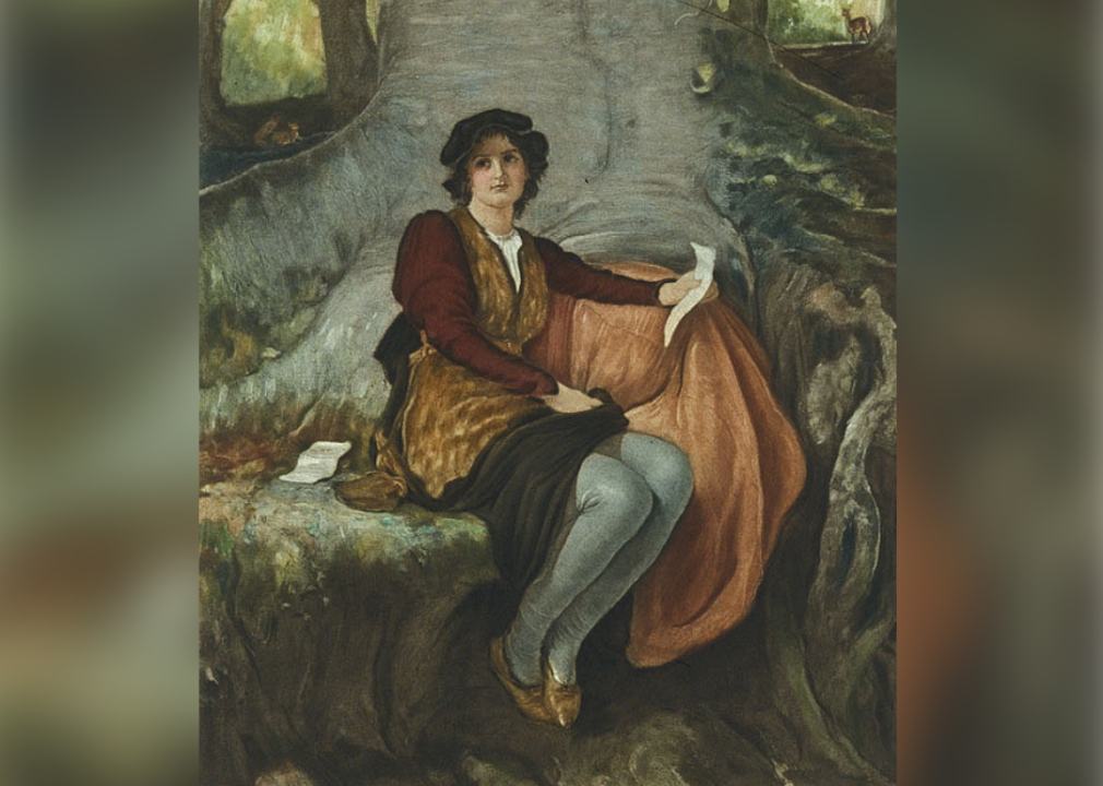 Painting of Rosalind in men’s clothing