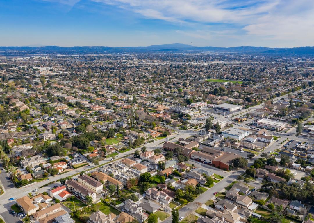 Aerial view of Temple City Arcadia area at Los Angeles County