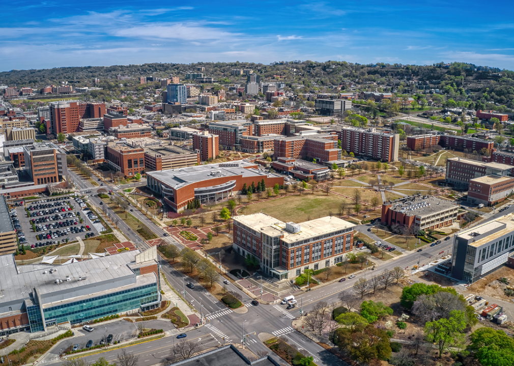 Aerial view of a large public University in Birmingham.