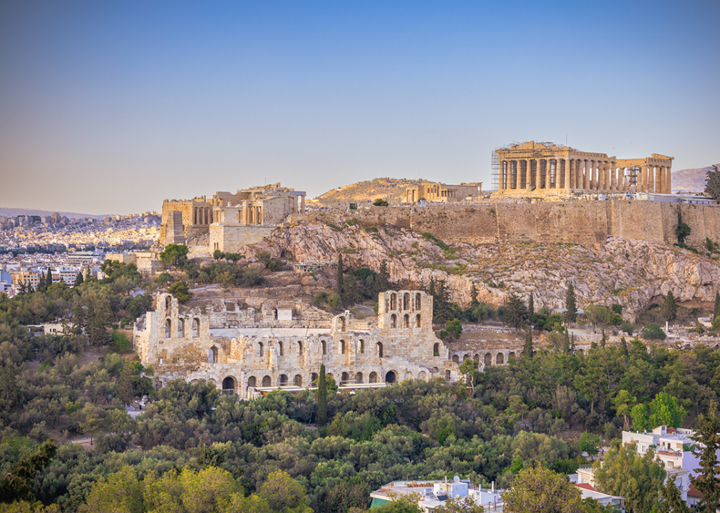 The Acropolis viewed from the Philopappos Hill.