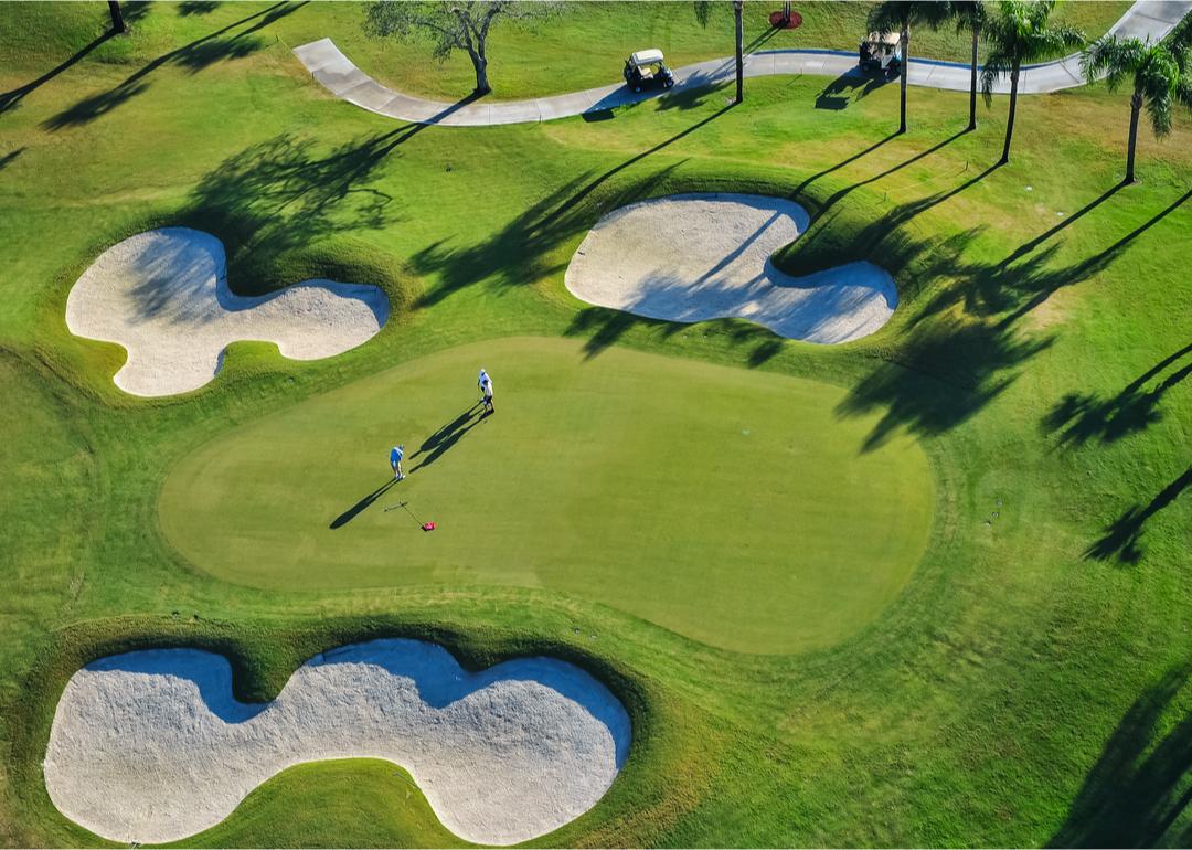 An aerial view of golf course in Timber Pines, Florida.