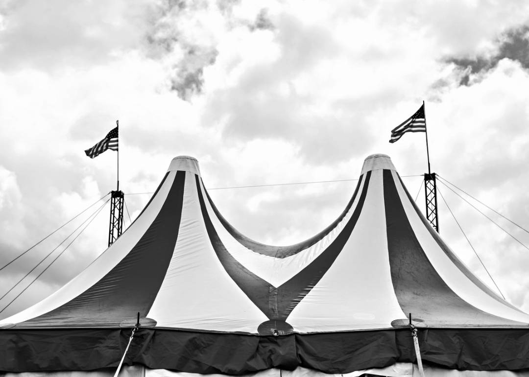 Circus tent tops and flags.