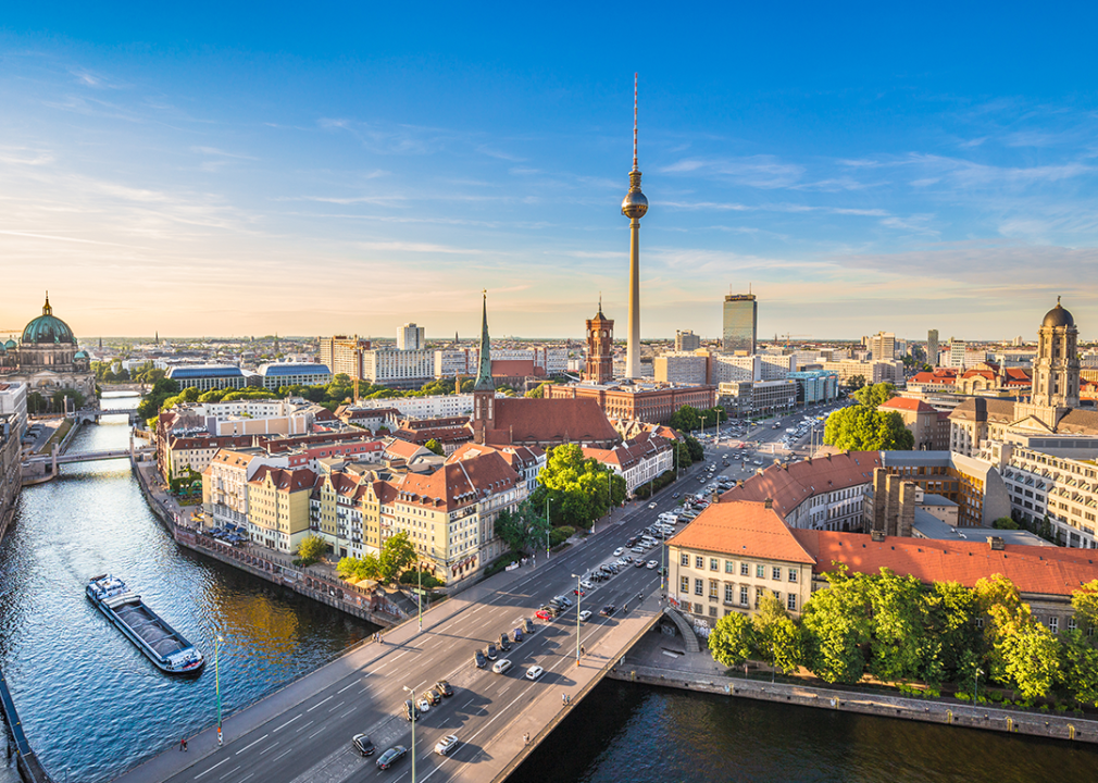 #15. Berlin Aerial view of Berlin skyline with famous TV tower and Spree river.