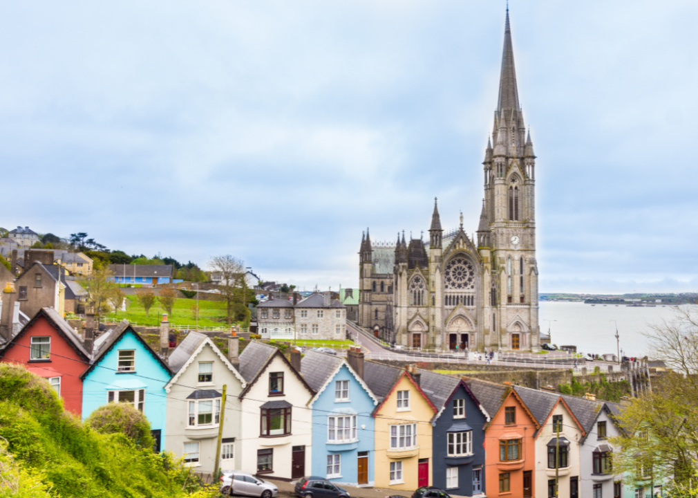 Houses and cathedral in Cobh Ireland