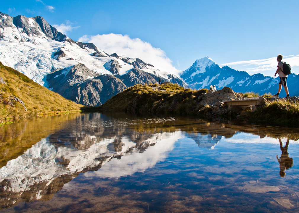 Hiker on Mount Cook.