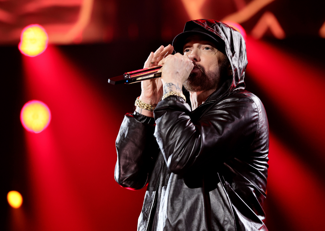 Eminem at the Rock & Roll Hall of Fame Induction Ceremony.