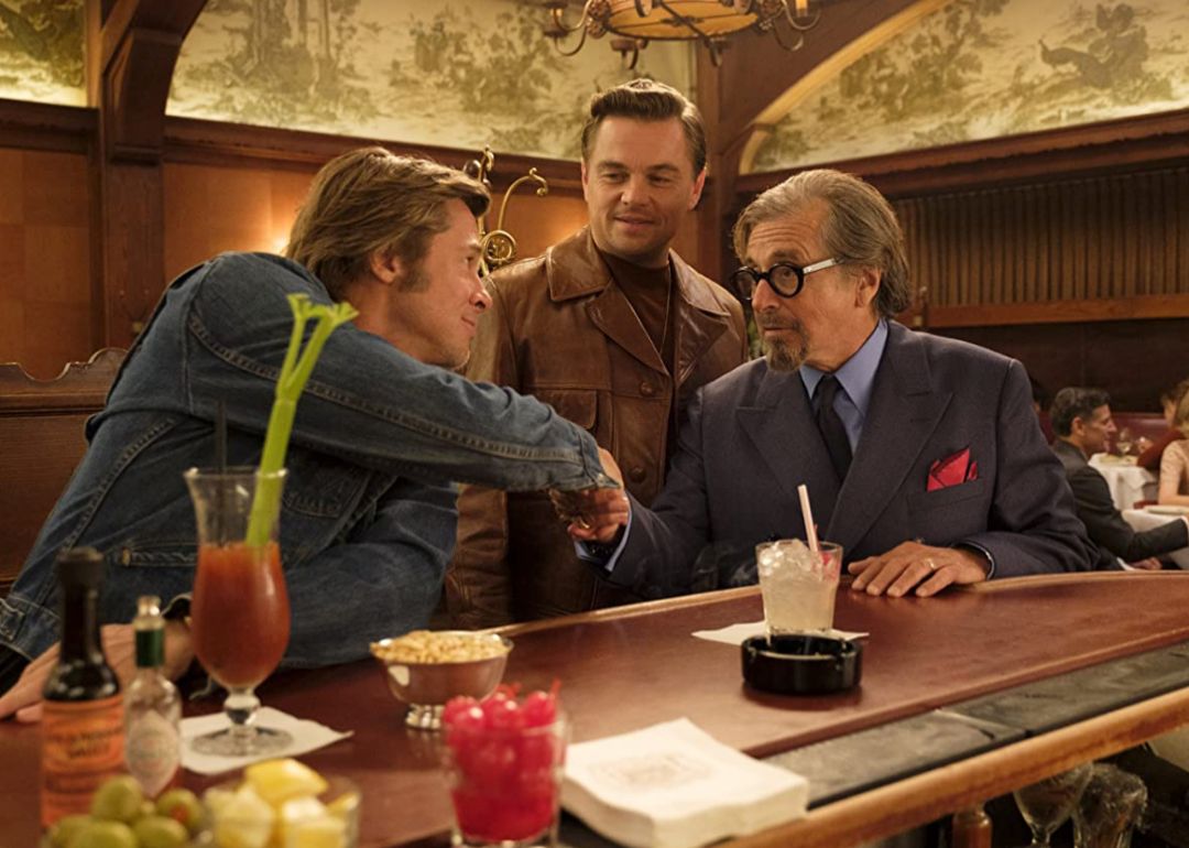 Al Pacino, Brad Pitt and Leonardo DiCaprio in a scene from 