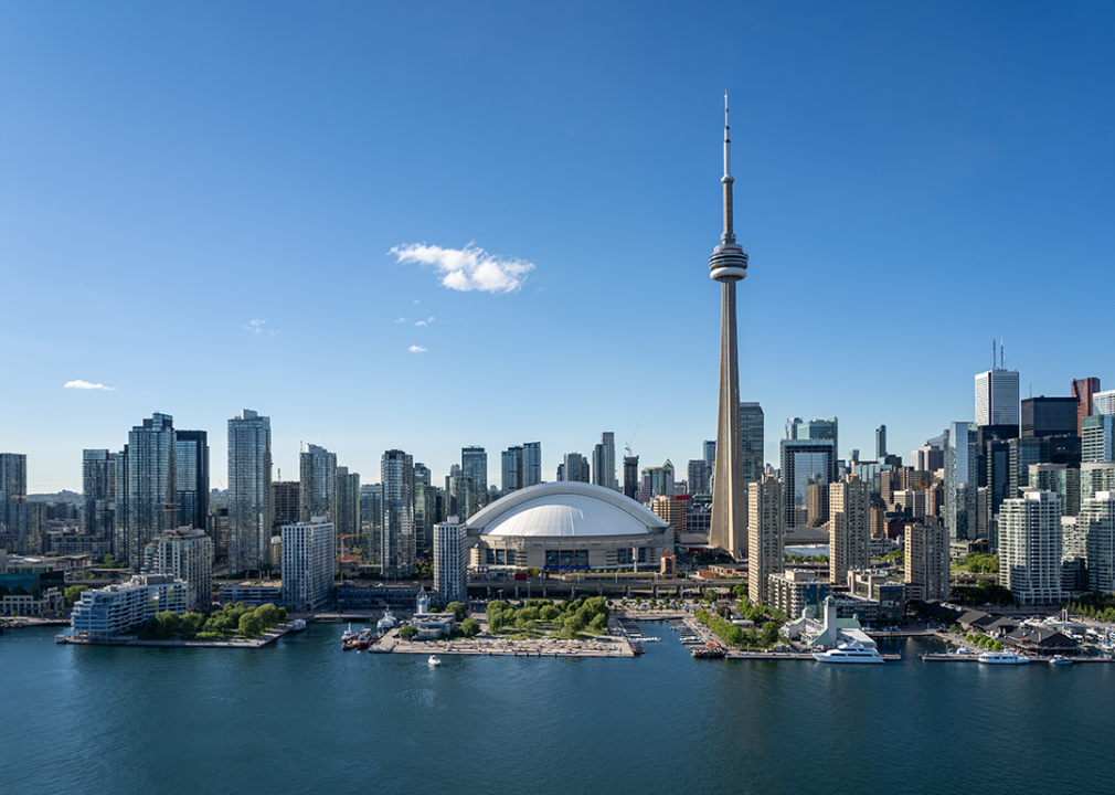 Toronto skyline from Lake Ontario in summer.