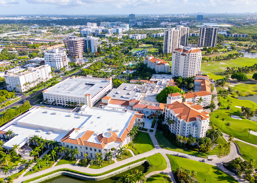 Aerial photo of buildings in Aventura.