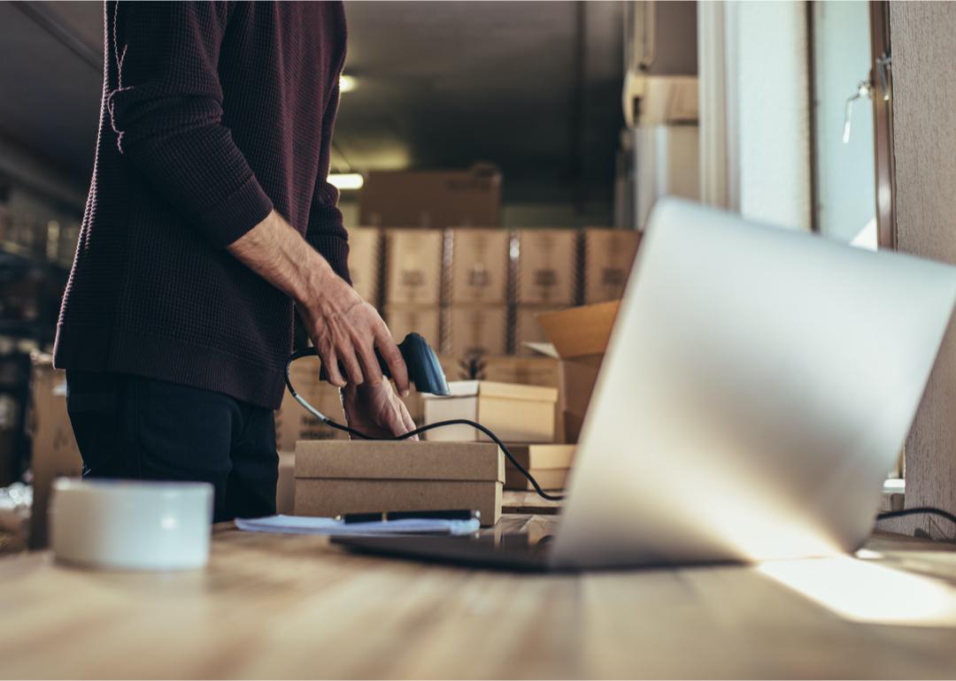 Person working in shipping room