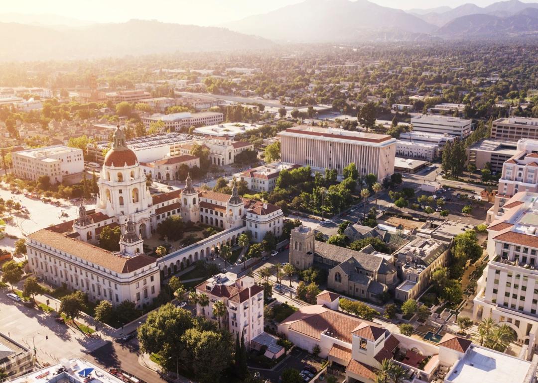 Aerial view of downtown Pasadena, California.