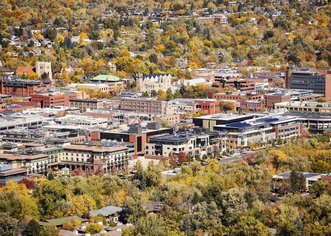 Aerial view of Boulder City in autumn.