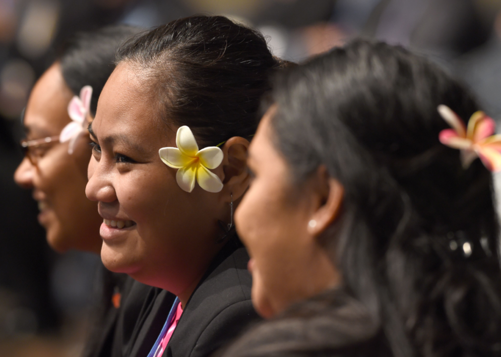 Members of the delegation of Samoa at the opening of COP23 United Nations Climate Change Conference in 2017
