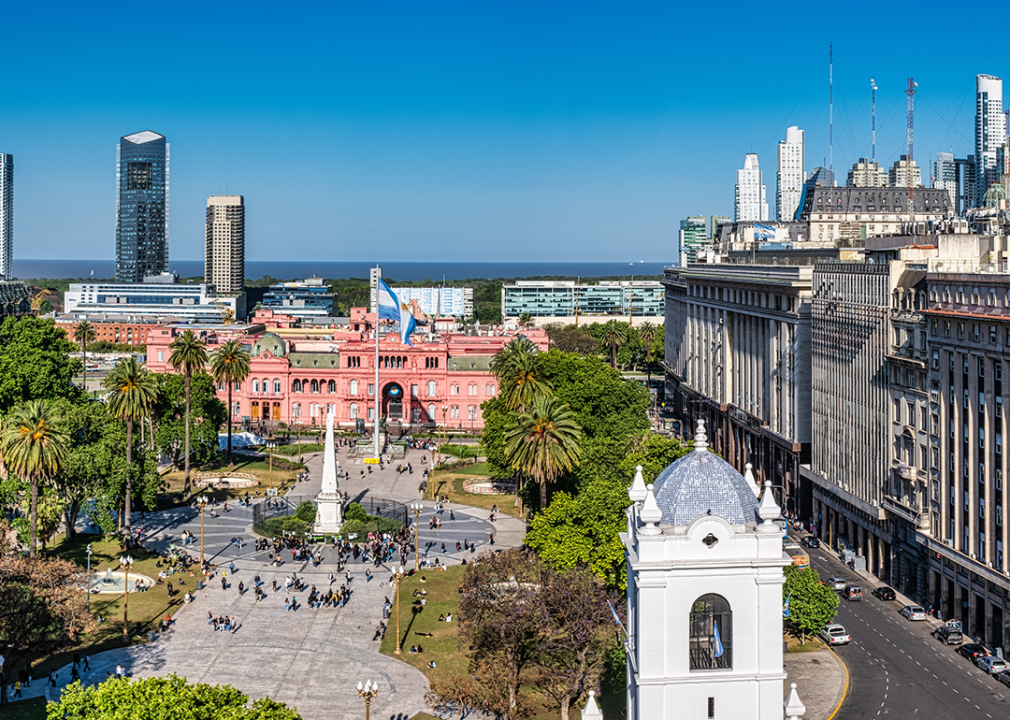 Aerial view of Plaza de Mayo in Buenos Aires.