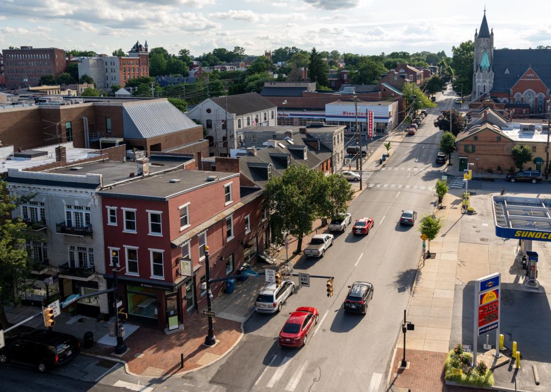 Elevated view of downtown Lancaster.