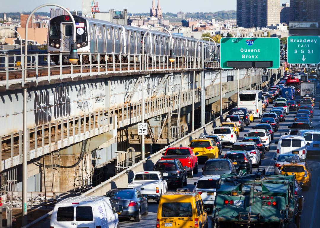 Traffic on the Williamsburg Bridge during rush hour.