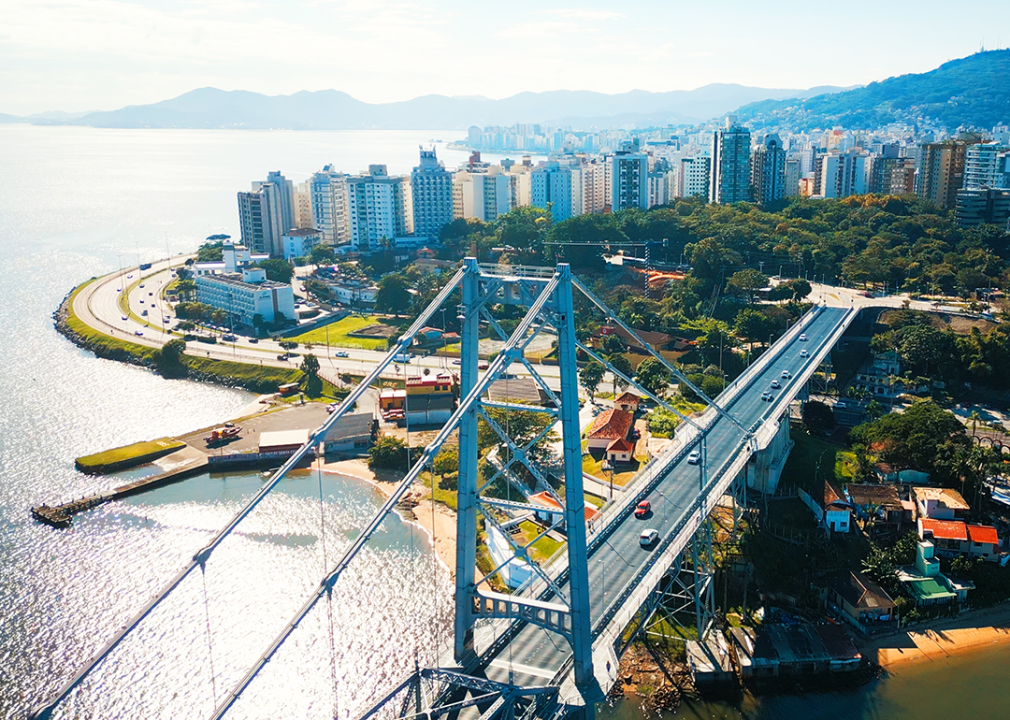 Aerial view of the city of Florianopolis.