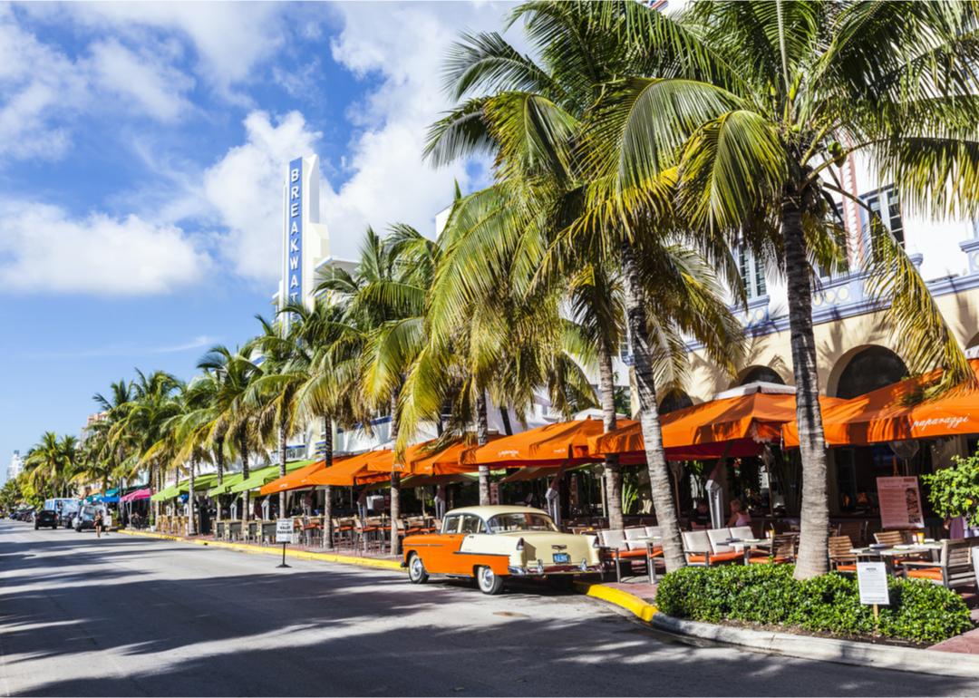 Street view along Ocean Drive in Miami Beach.