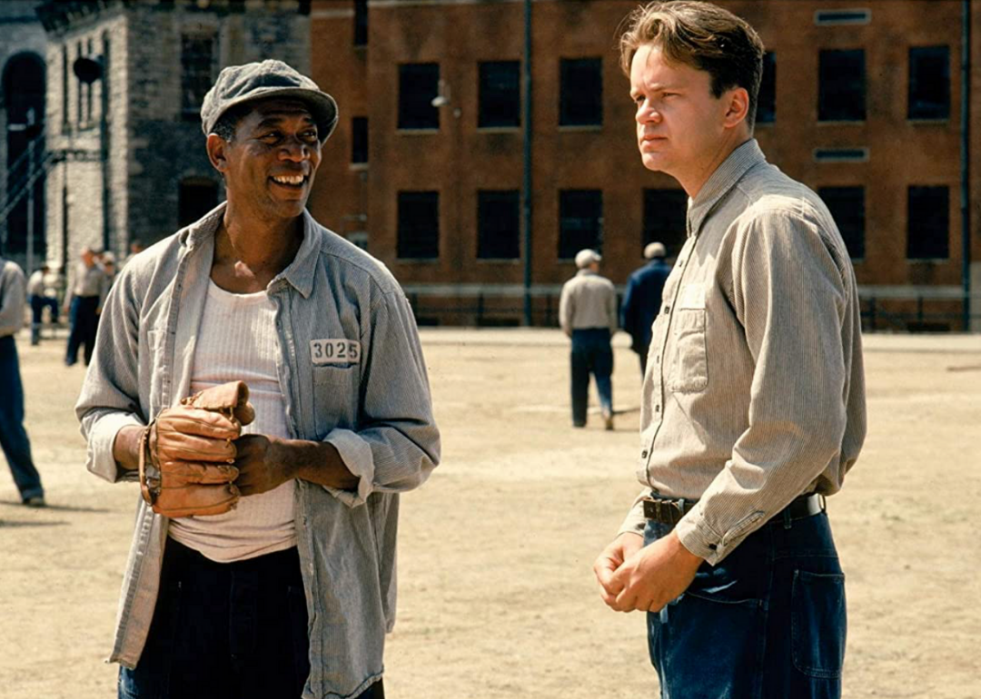 Morgan Freeman and Tim Robbins in a scene from The Shawshank Redemption.